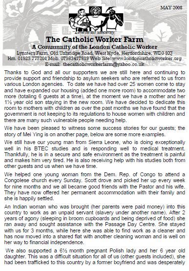 Catholic Worker Farm Newsletter